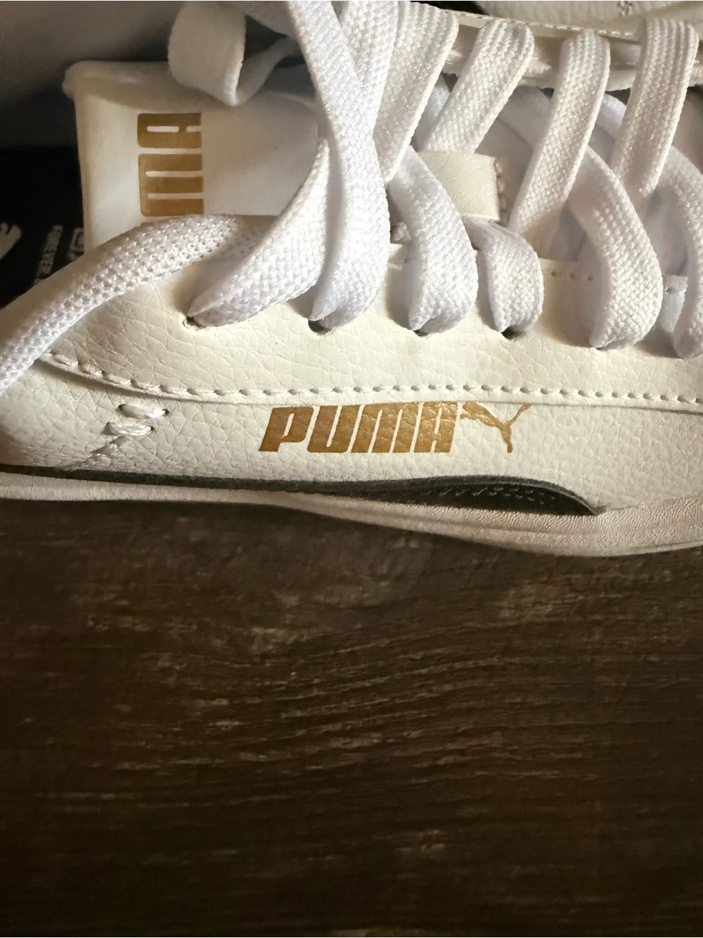 Puma White  Low-Top Sneakers with Gold Logo